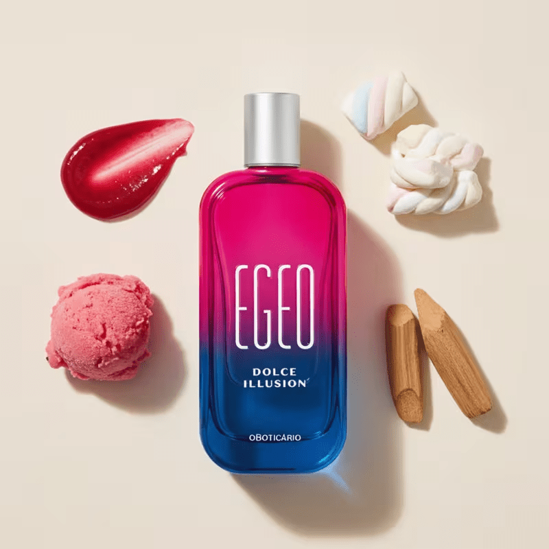 Egeo Dolce Illusion, um lançamento que expande a inovação da marca com o uso da tecnologia Smell The Taste, utilizado pela primeira vez na perfumaria mundial. 